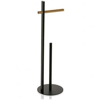 Versa 20330500 Portarollos de Papel higiénico Baño Negro, Acero, 68 x 20 x 20,25 cm