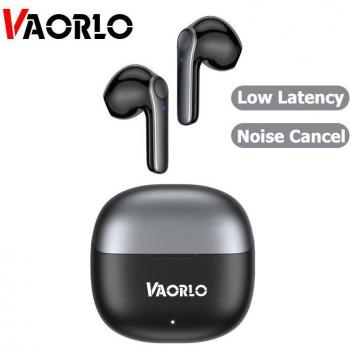 VAORLO Mini Auriculares Inalámbricos de Baja Latencia, Intrauditivos con Cancelación de Ruido y Micrófono HD, Resistentes al Agua, Subwoofer HiFi para Música Blanco