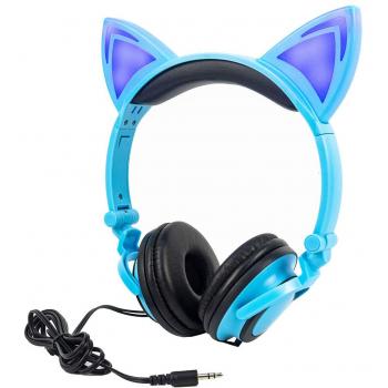 Limson Auriculares de Diadema para Niños, Plegables, con luz LED, Intermitente, para Niños y Adultos, 3,5 Jack para PC, Tabletas, iPhone, Android