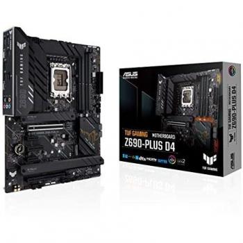 ASUS TUF Gaming Z690-PLUS D4 LGA 1700 ATX Motherboard, 15 DrMOS, PCIe 5.0, DDR4 RAM, Four M.2 slots, 2.5 Gb Ethernet, Front USB 3.2 Gen 2 Type-C, Thunderbolt 4 Support and RGB Lighting