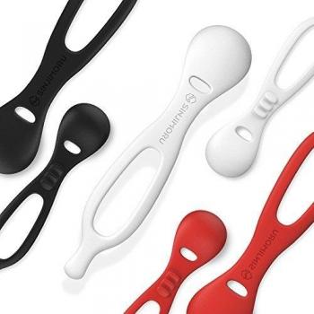 Sinjimoru Silicone Cable Twist Ties, Cord Organizer Straps for Apple Lightning, Micro USB, Type C and Headphone Cables, Assorted Colors and Sizes, 6-Pack
