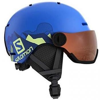 SALOMON GroTalla M Casco de esquí y Snowboard con Visor, Carcasa In-Mould + Interior Espuma EPS, Circunferencia, Unisex niños, Azul