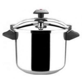Olla a presión MAGEFESA STAR RECTA rápida, fácil uso, acero inoxidable 18/10, apta para inducción. Fondo termodifusor, 3 sistemas de seguridad