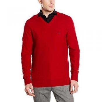 Tommy Hilfiger Honeycomb V-nk Cf-suéter Hombre    Rot