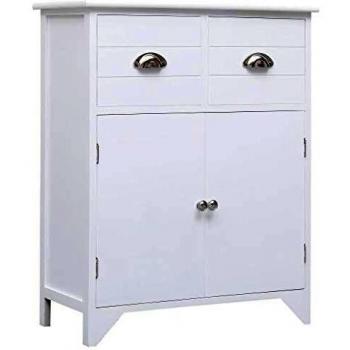 vidaXL Armario Auxiliar de Madera de Paulownia Aparador Casa Mobiliario Hogar Decoración Organización Almacenamiento Resistente Blanco 60x30x75cm