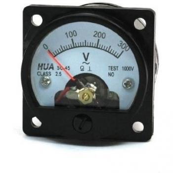 sourcing map Medidor de voltímetro de medidor de panel de dial analógico redondo AC 0-300V negro