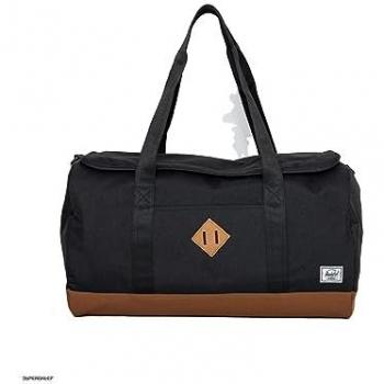 Herschel Heritage Travel Duffle Bag - Black and Saddle Brown, 52 cm