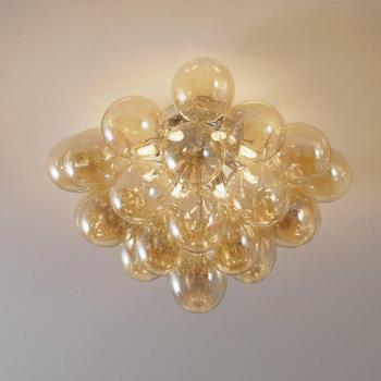 Maytoni Plafón Balbo, Pantalla Ámbar, Semi Empotrado, Níquel, 8 Luces, G9