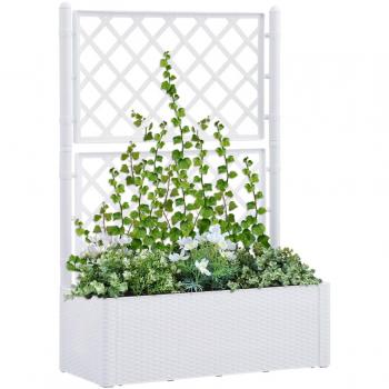 vidaXL Garden Raised Bed with Trellis and Self Watering System White