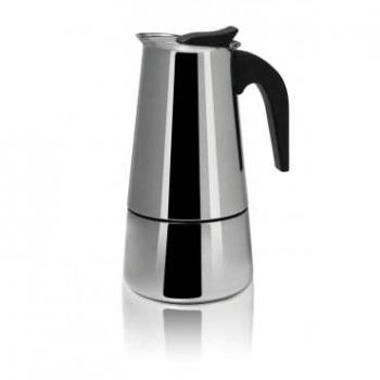 Cafetera de inducción inox Milan 4 tazas con diseño moderno, capacidad para 4 tazas, fabricada en acero inoxidable, apta para todo tipo de cocinas incluyendo inducción, fácil de limpiar y mantener