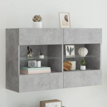 Mueble TV de pared con luces LED gris hormigón 98,5x30x60,5 cm Vidaxl