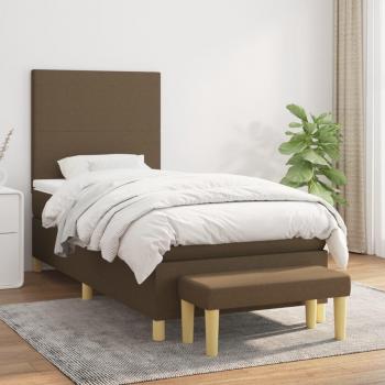 Cama box spring suave con colchón marrón oscuro 100x200 cm Tela Vidaxl