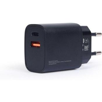 Gembird TA-UQC3-03 Cargador Rápido de Dispositivo Móvil 18W con 2 Puertos USB, Tecnología de Carga Rápida, para Smartphones, Color Negro,