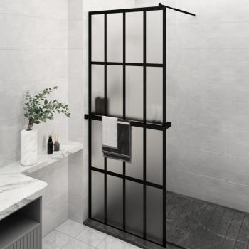 Mampara de ducha con estante de vidrio ESG y aluminio negro 80x195 cm
