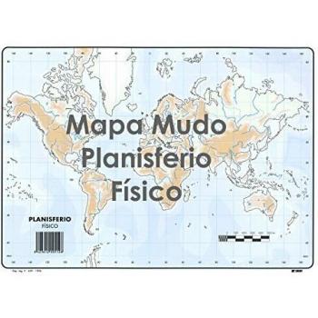 Mapa Mudo SELVI Color Din-A4 Planisferio Físico, Caja x50