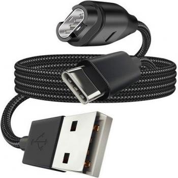 Cable de Carga 2 en 1 USB a Garmin Fenix + USB-C Trenzado de Nailon 1m Negro