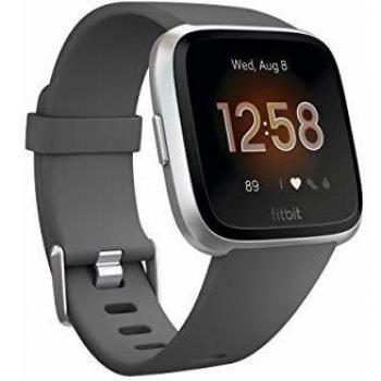 Fitbit Versa Lite Smartwatch, carbón/Aluminio Plateado, Talla única
