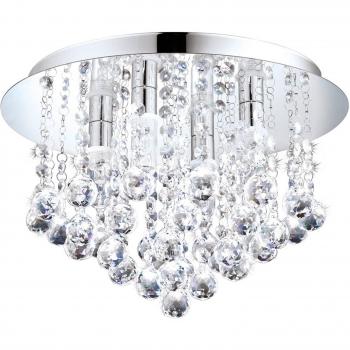 Plafón LED Almonte 4 luces G9 IP44 cromo/cristal 35 cm