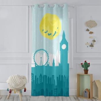 Cortina Flying Boy Multicolor 140x265 cm, 100% Algodón, Calidad de 150 TC, Fabricado en España