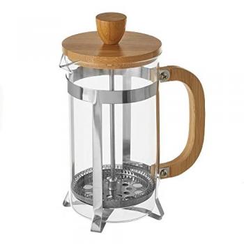 Cafetera francesa de acero inoxidable y bambú 15x8x19 cm