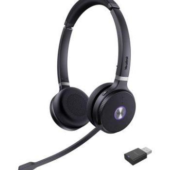 Auriculares Yealink WH62 Dual Inalámbricos DECT Biaurales para PC con Dongle USB y Certificación Microsoft Teams, Color Negro