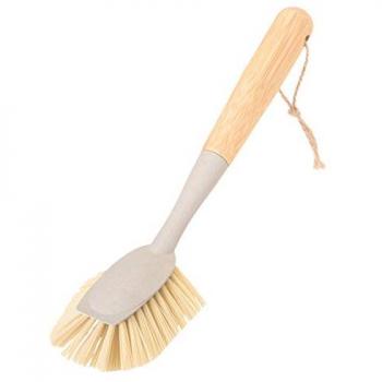 Cepillo Lavaplatos Ecológico de Bambú ZeroLine Vigar - Mango de Bambú, Cerdas Suaves, Cabeza Ovalada, 100% Reciclable, Duradero y con Cuerda para Colgar