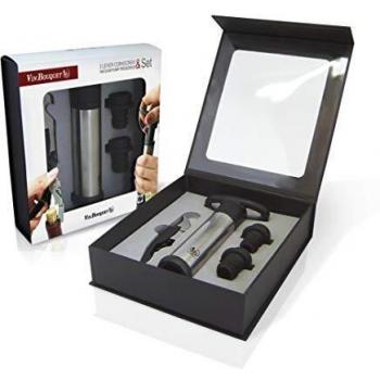 VB VIN BOUQUET sacacorchos 2 Tiempos & Bomba FI 006 Set Vino, Acero Inoxidable, centimeters