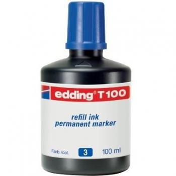 edding T 100 tinta de recarga para marcador permanente - azul - 100 ml - con sistema de dosificador por goteo para una recarga rápida de casi cualquier marcador de permanentes