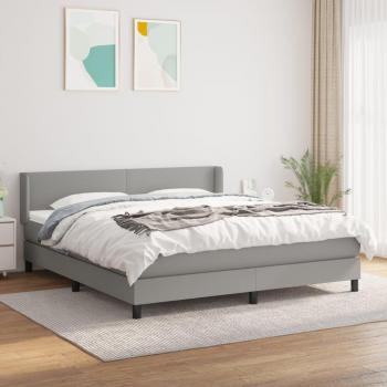 Cama box spring con colchón de muelles gris claro 180x200 cm tela