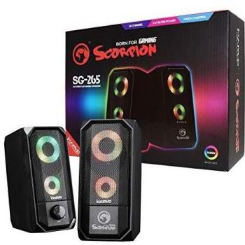 Marvo SG-265 RGB Gaming Speakers - Stereo Sound, 7 Colour RGB Lighting, 6W, USB Powered, 3.5mm Connection, Black