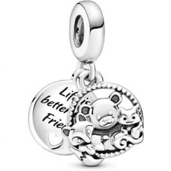 Pandora Silver Bear, Fox & Squirrel Dangle Charm 799078C00