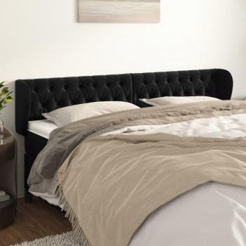 Cabecero de terciopelo negro 203x23x78/88 cm vidaXL - Negro