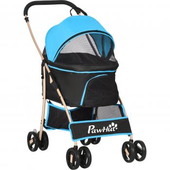 PawHut Cochecito 3 en 1 para Mascotas Carrito Perros y Gatos Plegable Desmontable Bolsa de Transporte Tela Oxford 600D Cesta Almacenaje Frenos Carga