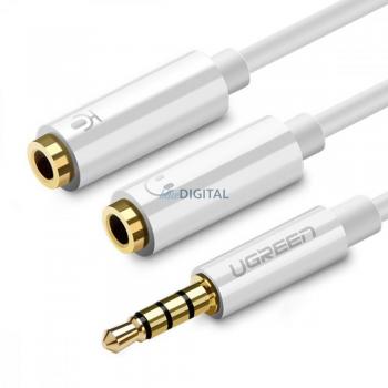 Divisor de Audio Ugreen Mini Jack 3,5 mm - 2 Salidas Estéreo (20 cm) Color Blanco