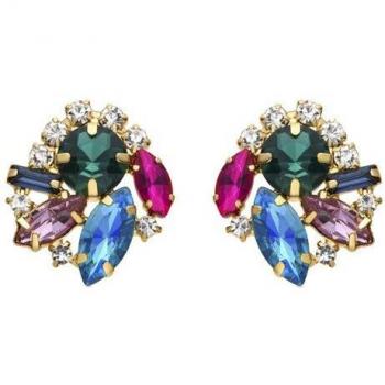 Pendientes de Cristal Azul acabados en oro amarillo de 18k - Luxenter Nyuva