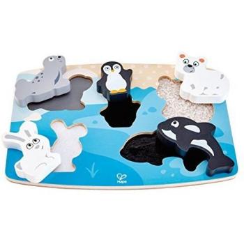 Hape International- Puzle Animales Polares Y Texturas, Multicolor, 40 X 50 Cm