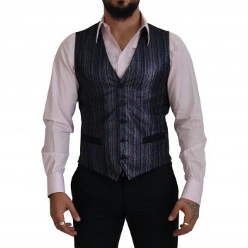 Dolce & Gabbana Multicolor Polyester Waistcoat Dress Formal Vest - IT48 | M, Suit Vests, male, Multicolor, Size: M Single Breasted Dress Vest with Logo Details