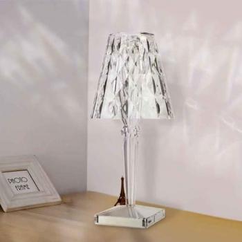 Lámpara LED de Sobremesa Diamond Regulable con Protección IP20 y Acabado Transparente, Luz Nocturna Recargable con Temperatura de Color CCT
