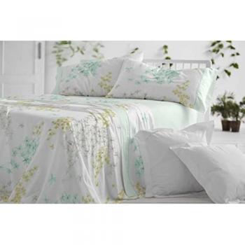 Juego de sábanas verde 525 de Burrito Blanco, Cama de 135 cm, Poliéster 50% Algodón 50%, Fácil Planchado