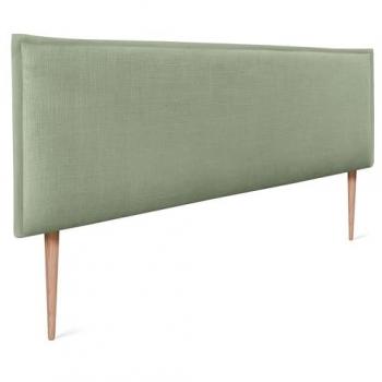 Cabecero Tapizado de Lino Natural Verde con Ribete 135x105cm para Camas 120/135/140