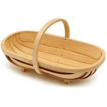 Cesta de Recolección Tradicional de Madera Natural - Tamaño Mediano
