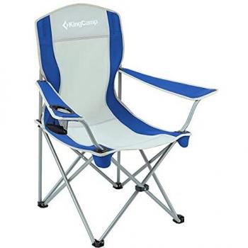 Silla de Camping Plegable KingCamp Azul con Reposabrazos y Porta Bebidas