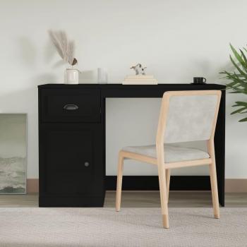 Escritorio con Cajón Negro 115x50x75 cm de Madera Multicapa