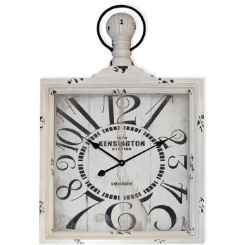 Moycor Decoracón - Reloj de pared Charlotte, madera, cuadrado, 60 x 8 x 86 cm, color blanco