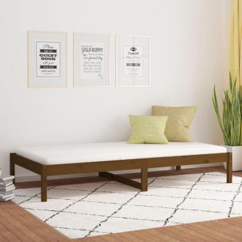 Sofá cama de madera maciza de pino marrón miel 90x200 cm