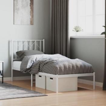 Cama de sol sin materia con cabecero metal blanco 75x190 cm Vidaxl White