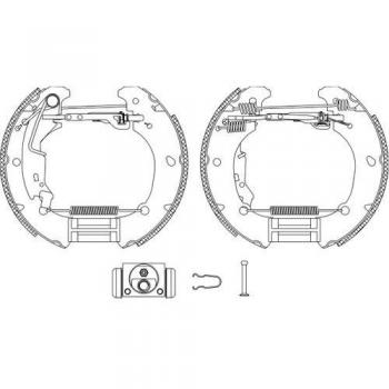 Kit de frenos de tambor HELLA 8DB 355 004-881 para FIAT Idea, Brava y LANCIA Musa - Sistema de frenos Lockheed
