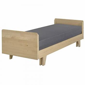 Cama nido juvenil extensible con colchón de madera maciza 80x200 cm marrón