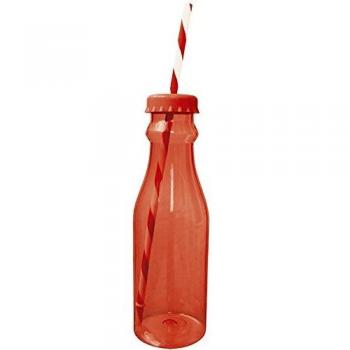 Zak ! Designs Botella con Pajita, Rojo