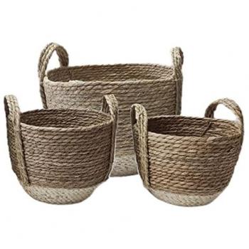 Cestas Decorativas de Fibra Vegetal - Pack de 3 Unidades Marrón (25x32x32 cm)
